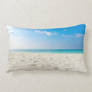 Coussin Rectangle Ciel tropical de sable de mer de plage et jour