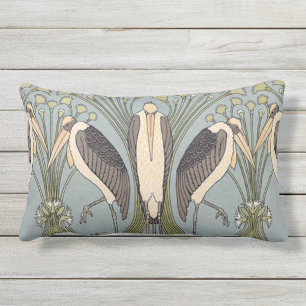 Coussin Rectangle Cigognes vintages de Nouveau d'art