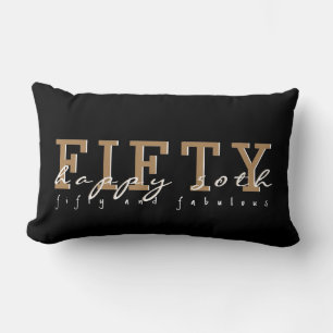 Coussin Rectangle Cinquante et fabuleux Joyeux 50e Noir & Tan