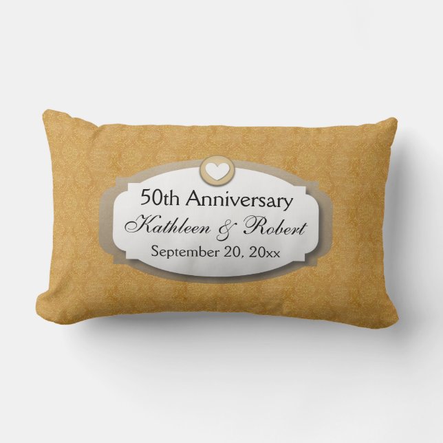 Coussin Rectangle cinquantième Or Z10 d'anniversaire de mariage (Recto)