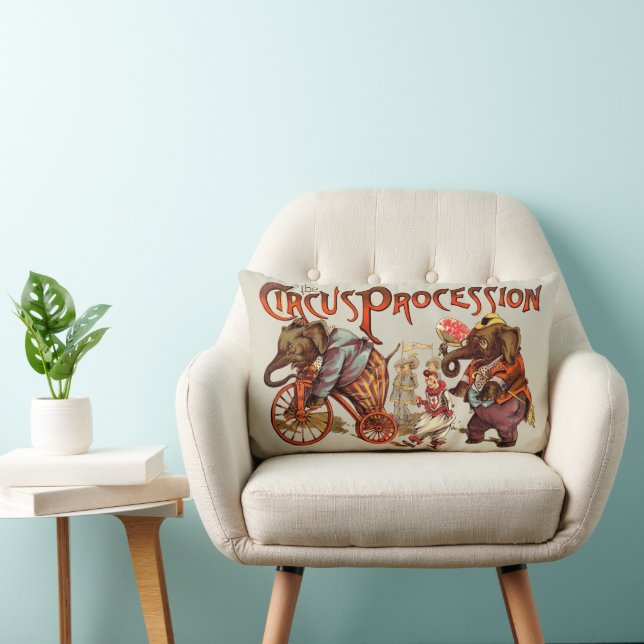 Coussin Rectangle Cirque Procession Eléphant Art antique (Chaise)