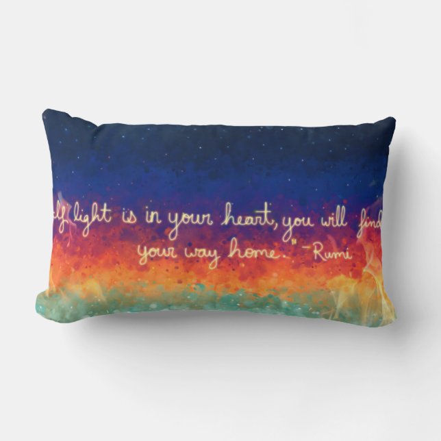 Coussin Rectangle Citation abstraite de Rumi de flamme (Recto)