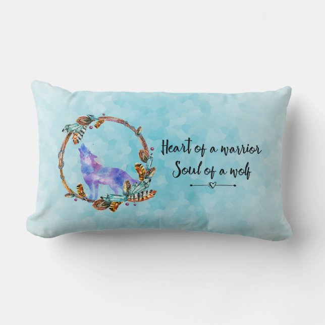 Coussin Rectangle Citation avec le loup hurlant dans une couronne de (Recto)