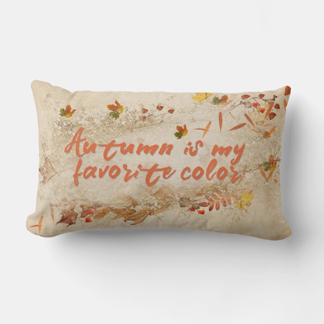 Coussin Rectangle citation d'automne avec feuille (Recto)