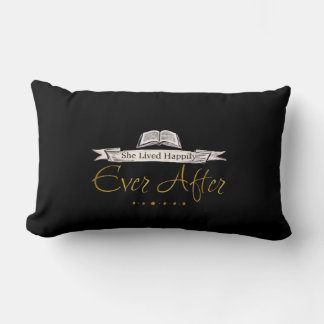 Coussin Rectangle Citation de conte de fée vintage noir « Heureux à