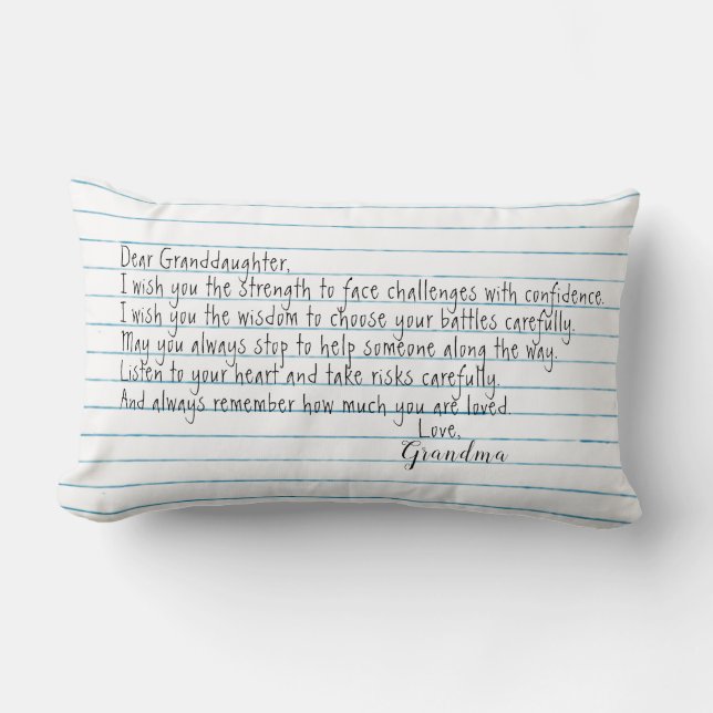 Coussin Rectangle Citation De La Petite-Fille Sur Papier Carnet (Recto)