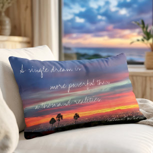 Coussin Rectangle Citation de rêve unique Photo Orange Bleu Coucher