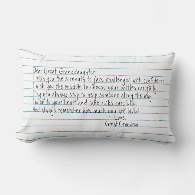 Coussin Rectangle Citation Grande Petite-Fille Sur Papier Carnet (Recto)