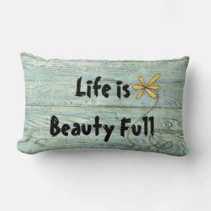 Coussin Rectangle Citation inspirante sur bois rétro