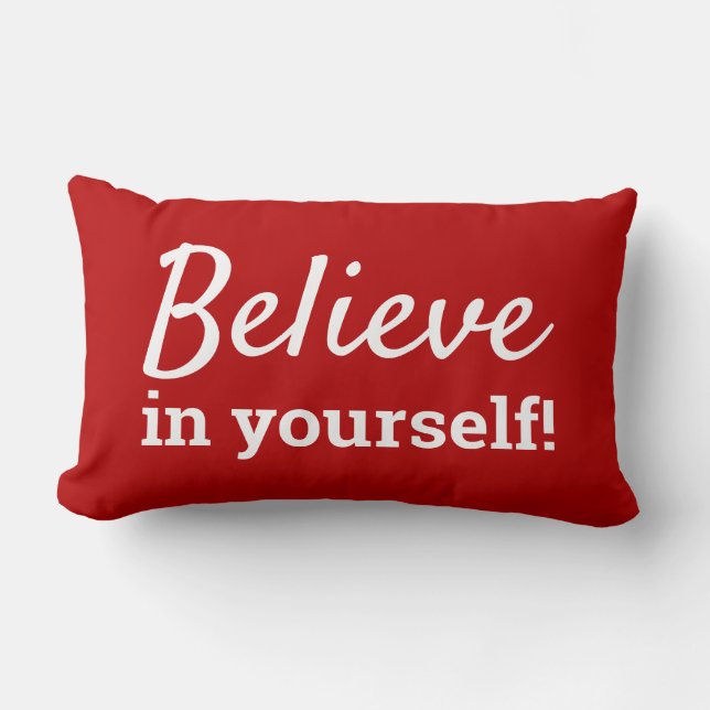 Coussin Rectangle Citation motivationnelle Croyez en vous-même rouge (Recto)