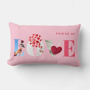 Coussin Rectangle Citation sur le Pouvoir de l'Amour Romantique Rose