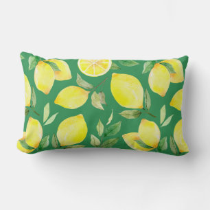 Coussin Rectangle citron, motif d'aquarelle, arrière - plan, fruit, 