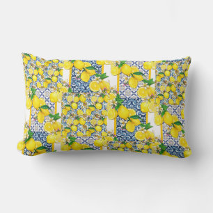 Coussin Rectangle Citron portugais Azulejo Méditerranée Santorin