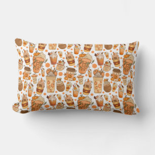Coussin Rectangle Citrouille Latte de café d'automne Motif