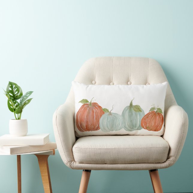 Coussin Rectangle Citrouilles de chute d'aquarelle (Chaise)