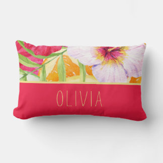 Coussin Rectangle Citrus tropicaux Bliss : Hibiscus et agrumes
