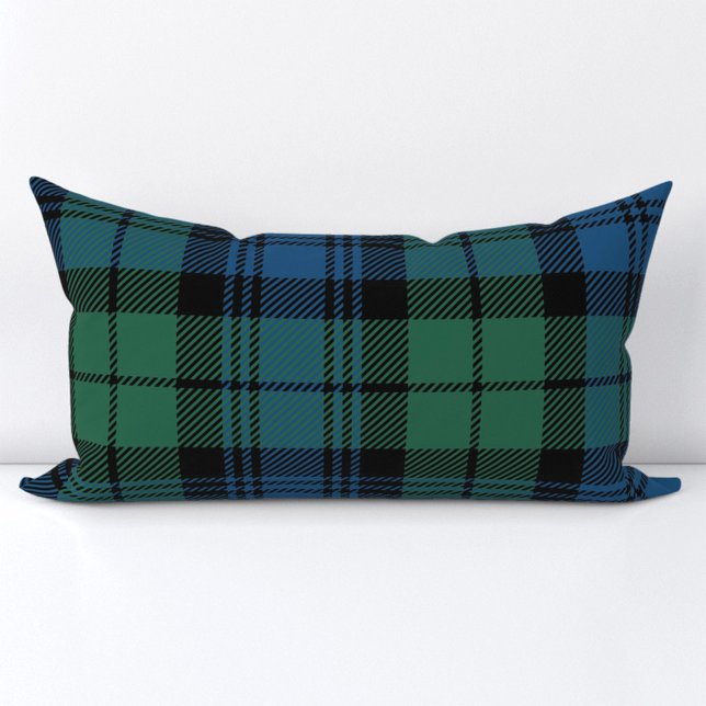 Coussin Rectangle Clan Campbell Plaid Tartan Vert Bleu Noir Chèque (Rustic Plaid Farmhouse Campbell Tartan Lumber Pillow)