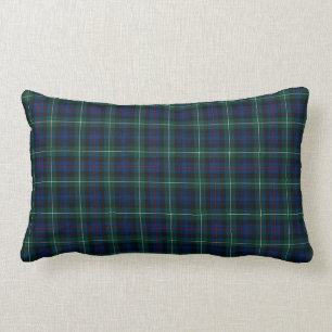 Coussin Rectangle Clan Mackenzie Tartan bleu foncé et vert plaid