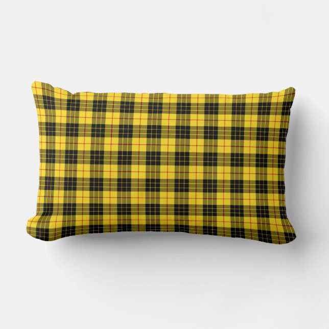 Coussin Rectangle Clan MacLeod Tartan noir et jaune (Recto)
