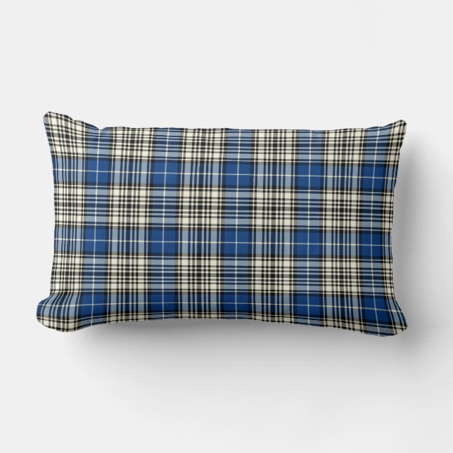 Coussin Rectangle Clan Royal bleu, noir et blanc Napier Clan Plaid (Recto)