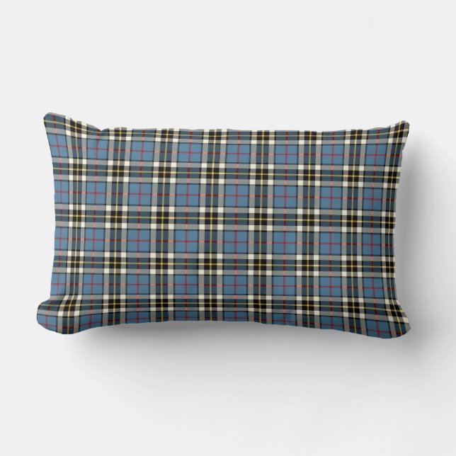 Coussin Rectangle Clan Thompson Bleu clair et Tartan noir (Recto)