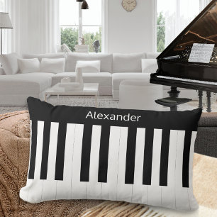 Coussin Rectangle Clavier de Piano Noir Blanc Instrument de Musique