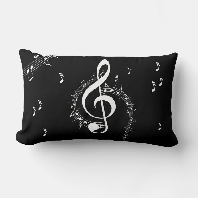 Coussin Rectangle Clé de sol climaxique musique noir (Recto)