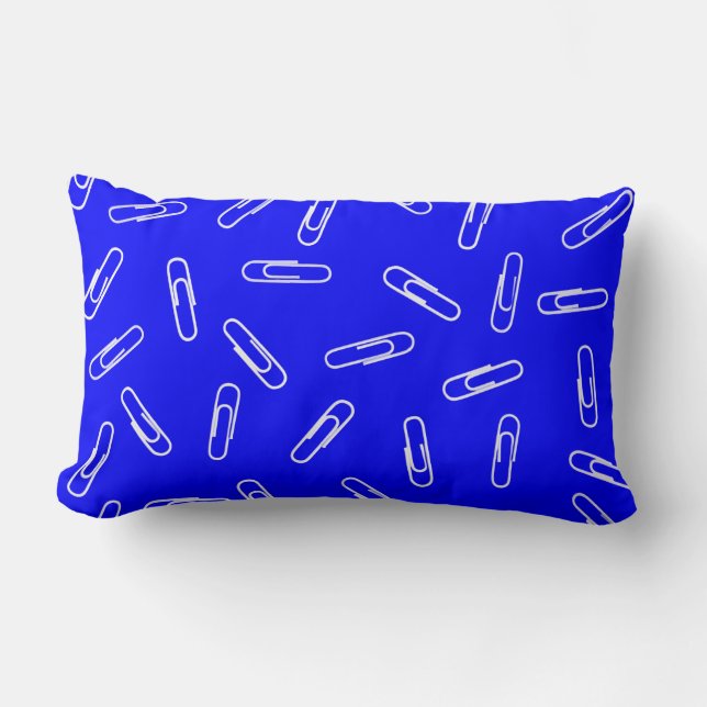 Coussin Rectangle Clips papier sur bleu (Recto)
