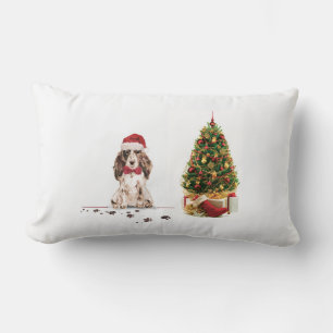 Coussin Rectangle Cocker Brown Spaniel drôle Chien de Noël avec arbr