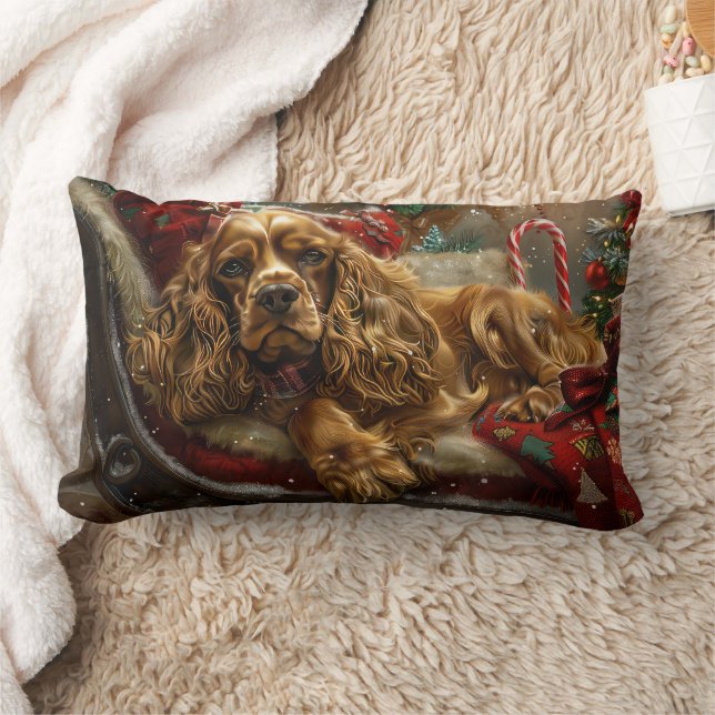 Coussin Rectangle Cocker Spaniel Chien Festif de Noël (Couverture)