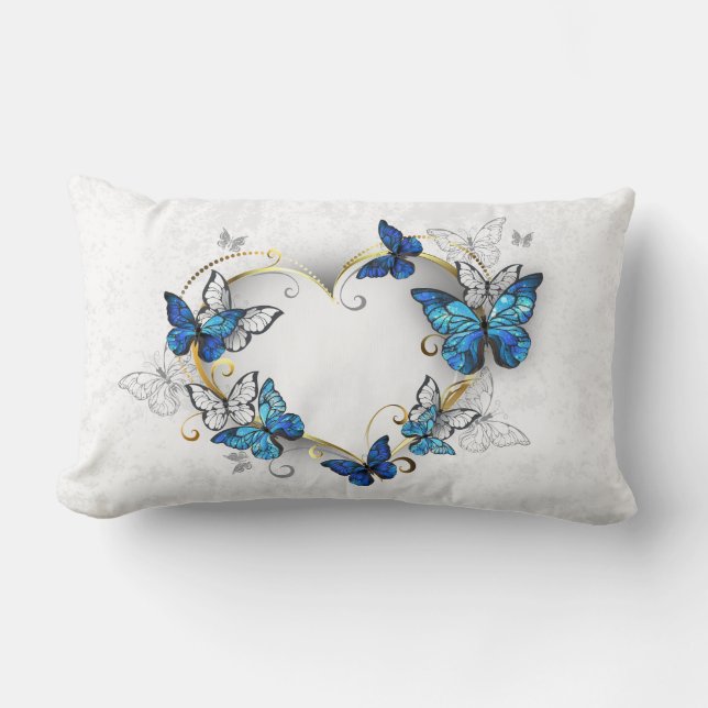 Coussin Rectangle Coeur bijoux avec papillons Morpho (Recto)