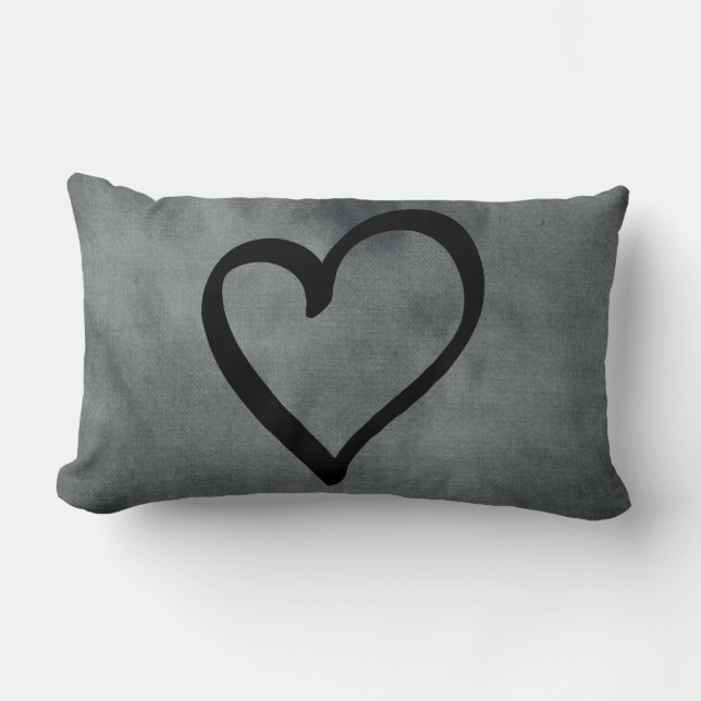 Coussin Rectangle Coeur gris (Recto)