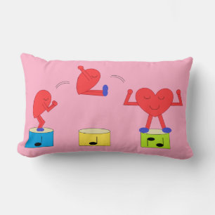 Coussin Rectangle Cœur sautant en amour : rose