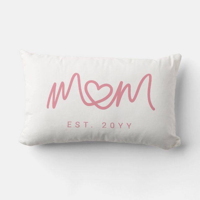 Coussin Rectangle Cœur Simple Écriture Rose Maman Nouvelle Établi (Verso)