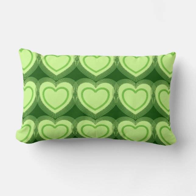 Coussin Rectangle Coeurs Abstraits modernes - Vert citron vert (Recto)