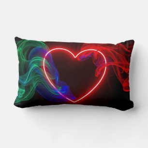Coussin Rectangle Cœurs de la Saint-Valentin rouge fumant sur un cou