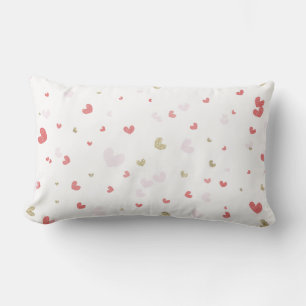 Coussin Rectangle Cœurs de la Saint-Valentin Rouge Rose & Or