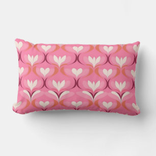 Coussin Rectangle Coeurs d'orange rose de rose rétro
