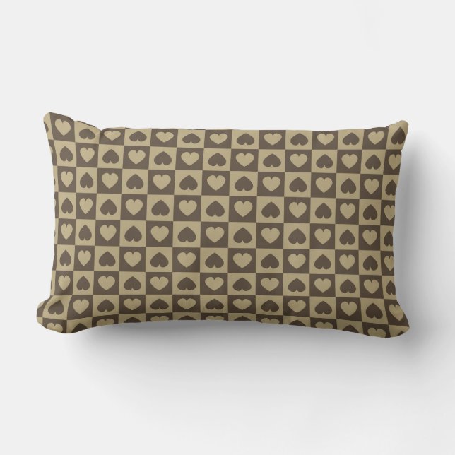 Coussin Rectangle Coeurs Galore Brown et Tan (Recto)