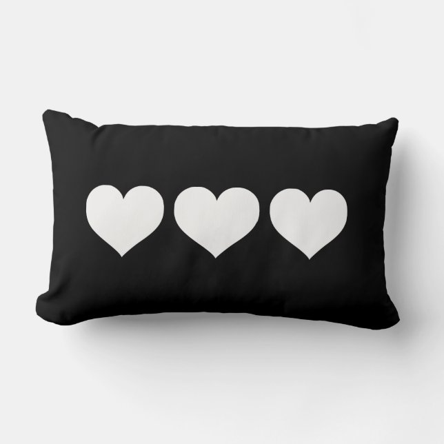 Coussin Rectangle Coeurs noirs et blancs (Recto)