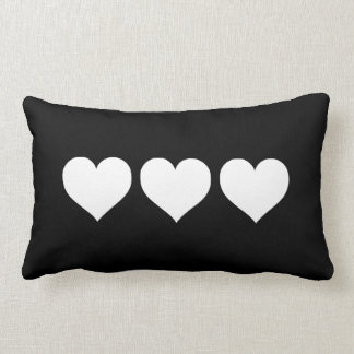 Coussin Rectangle Coeurs noirs et blancs