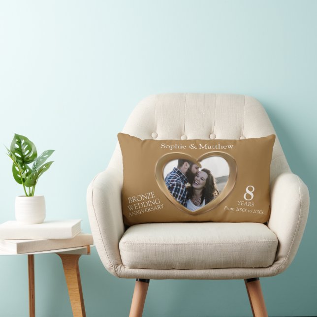 Coussin Rectangle Coeurs photo anniversaire du mariage de bronze (Chaise)