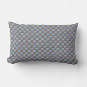 Coussin Rectangle Coeurs rayés bleus sur brun foncé