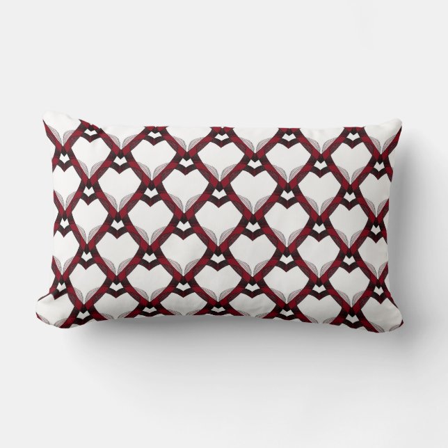 Coussin Rectangle Cœurs Rouge Noir (Recto)