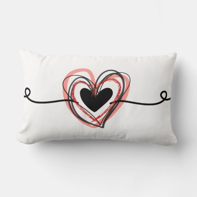 Coussin Rectangle Cœurs & Tourbillons (Recto)
