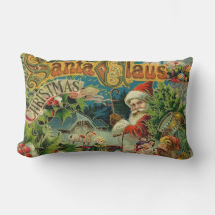 Coussin Rectangle Collage de Noël victorien du Père Noël Antique