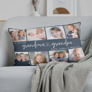 Coussin Rectangle Collage de photos des grands-parents modernes Cœur