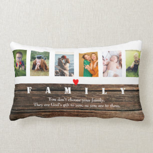 Coussin Rectangle Collage de photos rustique Images personnalisées 