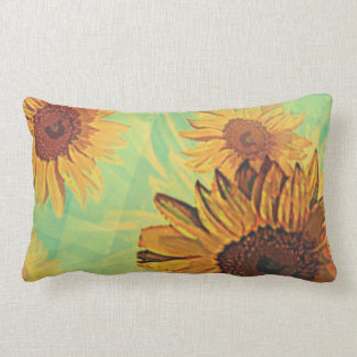 Coussin Rectangle Collage de turquoise de tournesols