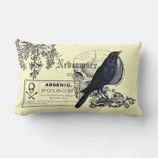 Coussin Rectangle Collage d'Edgar Allen Poe Raven (Recto)